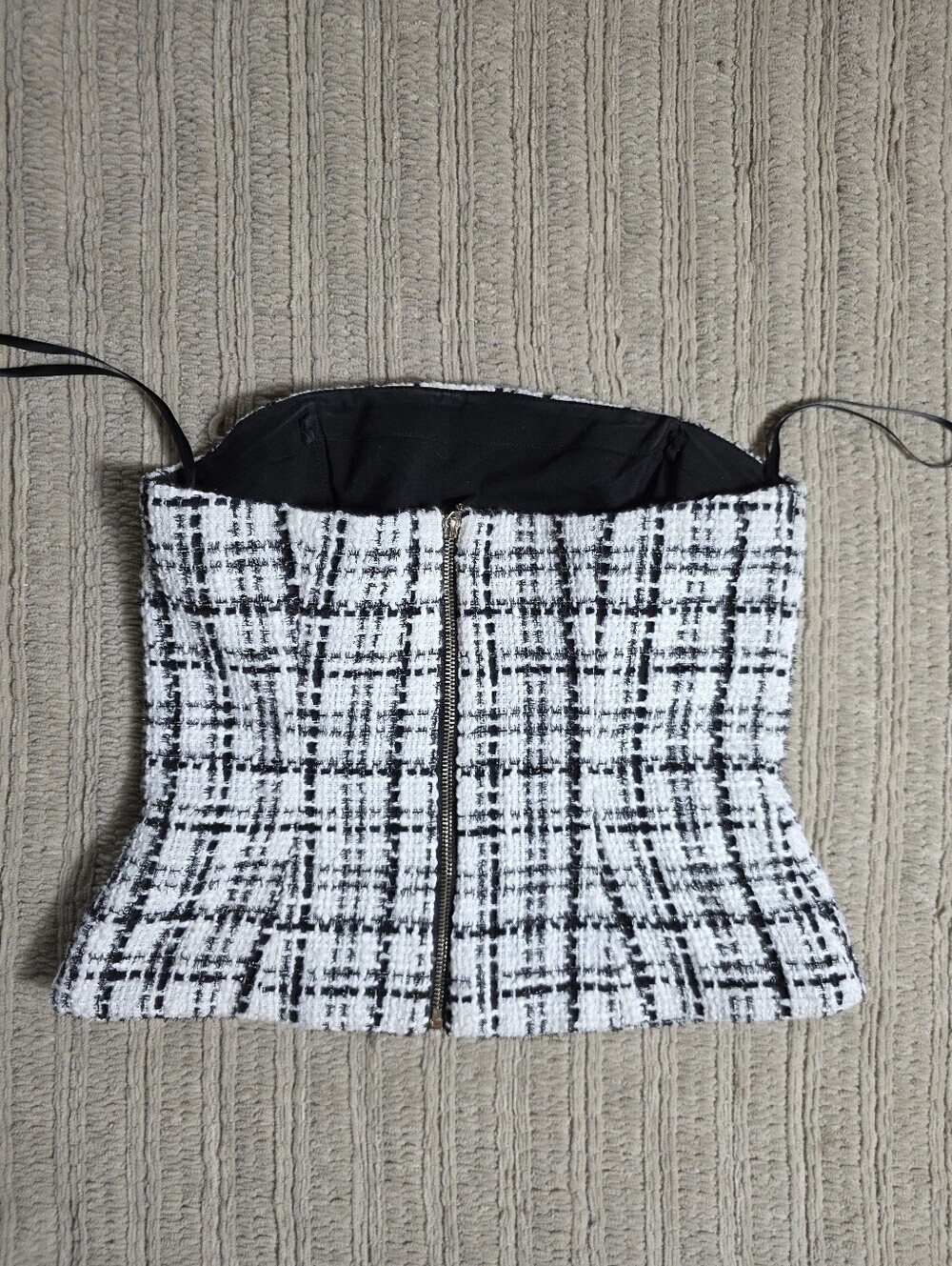 WHBM Tweed Bustier Top | Size 2 | NWOT | Black & White  Structured Corset - Picture 12 of 13